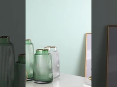 Green Flute Vase với vàng kim loại Top Glass Vase Nhà văn phòng trang trí bông hoa