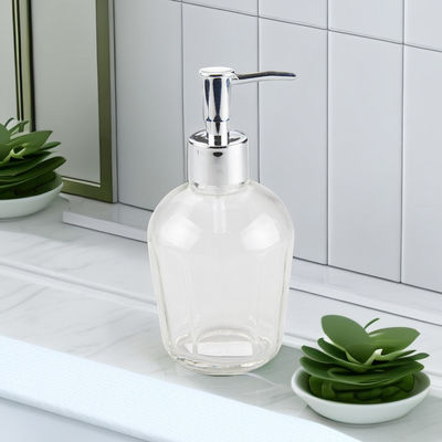 OEM 13oz Glass Soap Dispenser Bottles With Plastic Pump Versatile