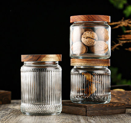 700ml Modern Clear Glass Jars with Free Design Assistance Silk Screen Logo Carton Packing