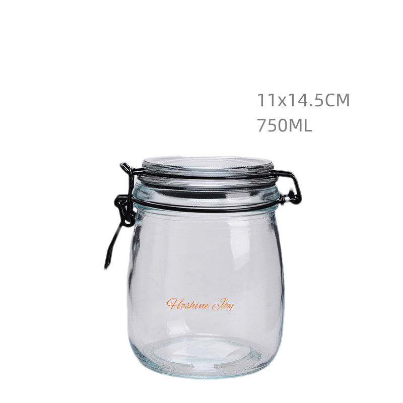 Round Glass Coffee Storage Jars Container 750ML Sealable Glass Jars