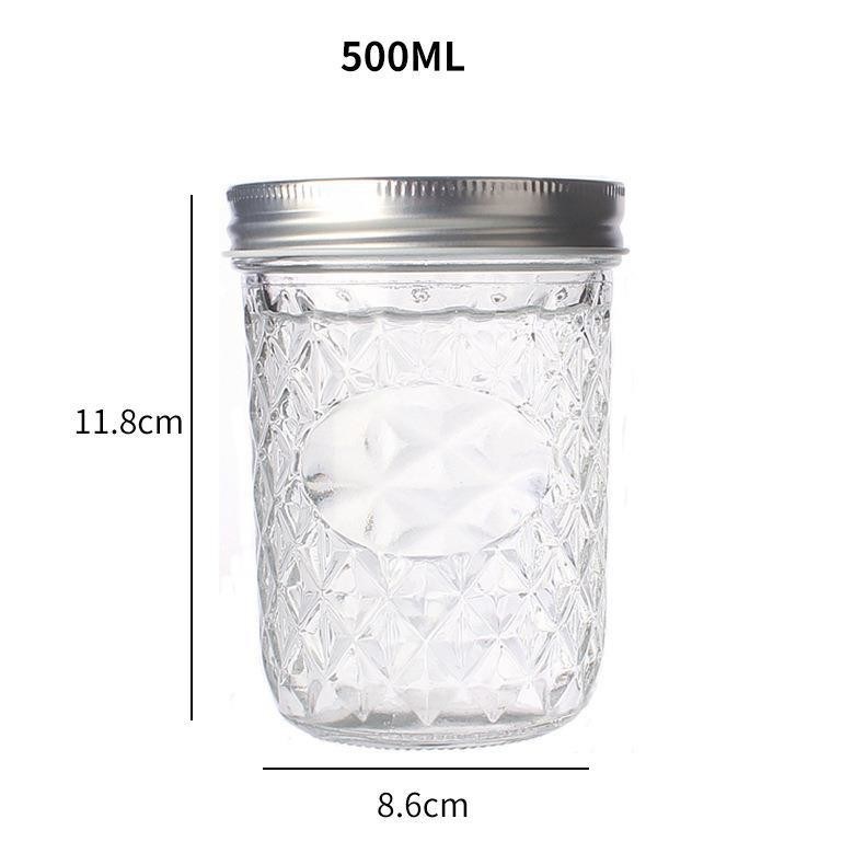 500ml Premium Transparent Glass Jar for Dry Food with Carton Packing Free Design Labeling Jar