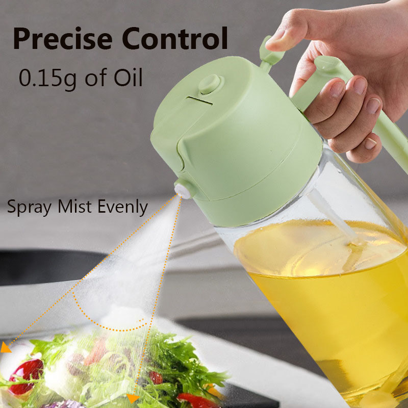 470ml 2 In 1 Oil Sprayer Bottles For Cooking Barbecue Transparent Glass Oil Jars Kitchen Less Waste