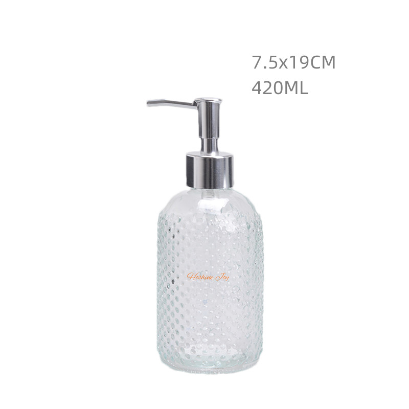 Cylinder Reusable Glass Soap Dispenser Bottles Closure Screw On Type Design