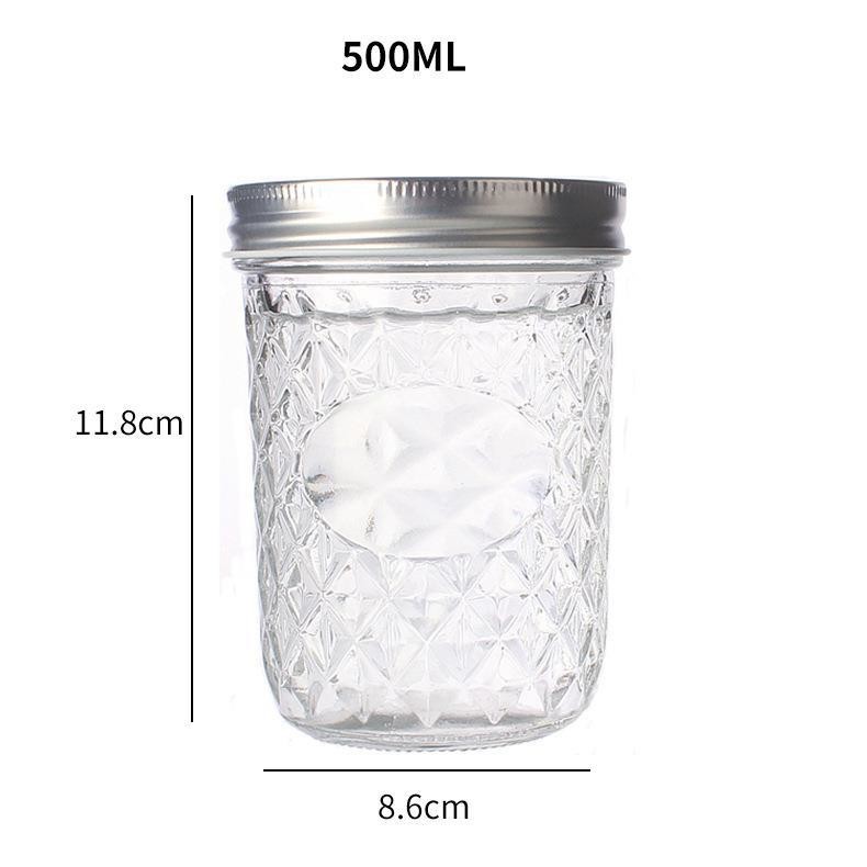500ml Premium Transparent Glass Jar for Dry Food with Carton Packing Free Design Labeling Jar